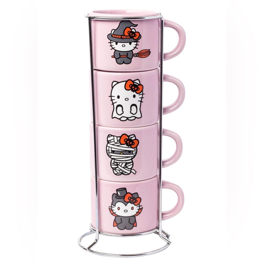 NIB 4-Piece Hello Kitty Pink Stackable Mugs Set